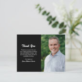 Einfache, moderne Beerdigung des Schwarzen Fotos Dankeskarte (Stehend Vorderseite)