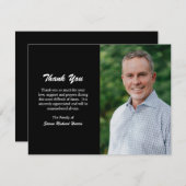 Einfache, moderne Beerdigung des Schwarzen Fotos Dankeskarte (Vorne/Hinten)