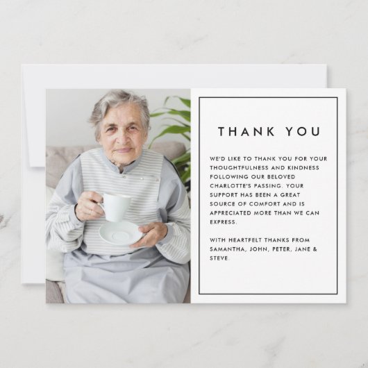 Einfache moderne Beerdigung/Unterbringung mit 2 Fo Dankeskarte (Vorderseite)