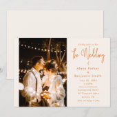 Einfache moderne Beige-Foto-Hochzeit Einladung (Vorne/Hinten)