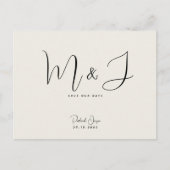 Einfache moderne Beige Hochzeit rettet das Datum Postkarte (Vorderseite)