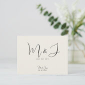 Einfache moderne Beige Hochzeit rettet das Datum Postkarte (Stehend Vorderseite)