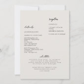 Einfache, moderne Beige Hochzeitsdetails Einladung (Vorderseite)