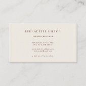 Einfache Moderne Beige Minimalistisch Beruflich Visitenkarte (Rückseite)