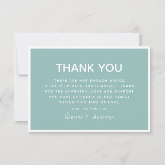 Einfache moderne Beileid-Wertschätzung Dankeskarte (Vorderseite)