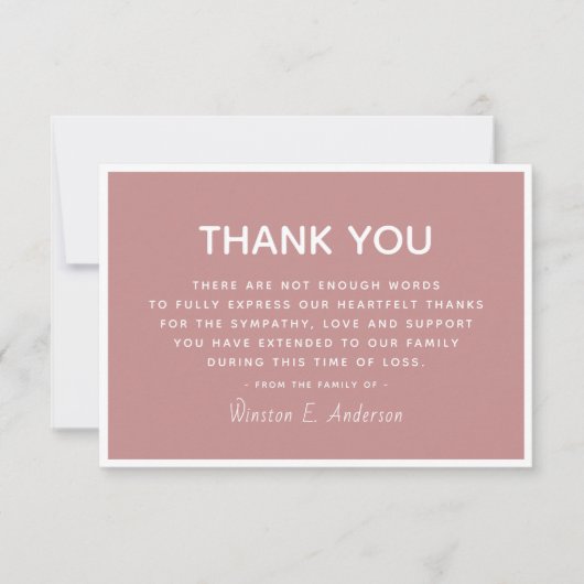 Einfache moderne Beileid-Wertschätzung Dankeskarte (Vorderseite)