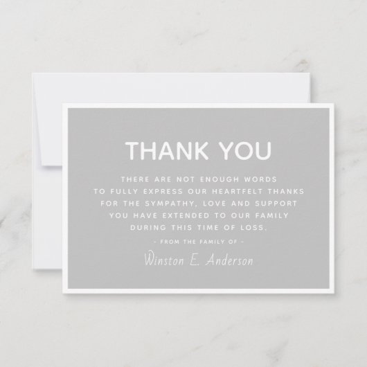 Einfache moderne Beileid-Wertschätzung Dankeskarte (Vorderseite)