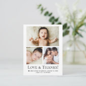 Einfache, moderne, benutzerdefinierte Baby-FotoCol Dankeskarte (Stehend Vorderseite)
