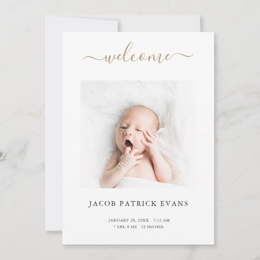 Einfache moderne, benutzerdefinierte Gold Script B Ankündigung (Vorderseite)