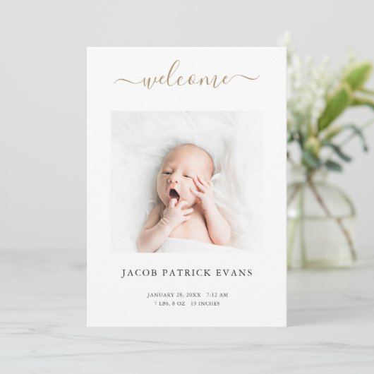 Einfache moderne, benutzerdefinierte Gold Script B Ankündigung (Stehend Vorderseite)