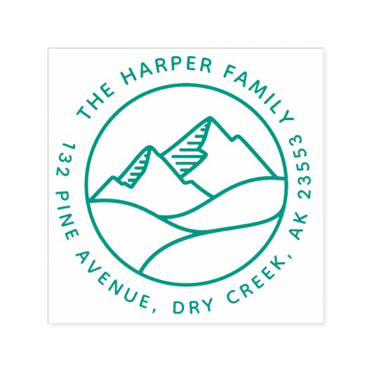 Einfache, moderne Berglandschaft - Familienadresse Permastempel (Design)