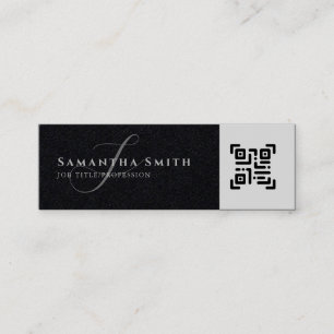 Einfache moderne Beruflich-Graue QR Mit Monogramm Mini Visitenkarte