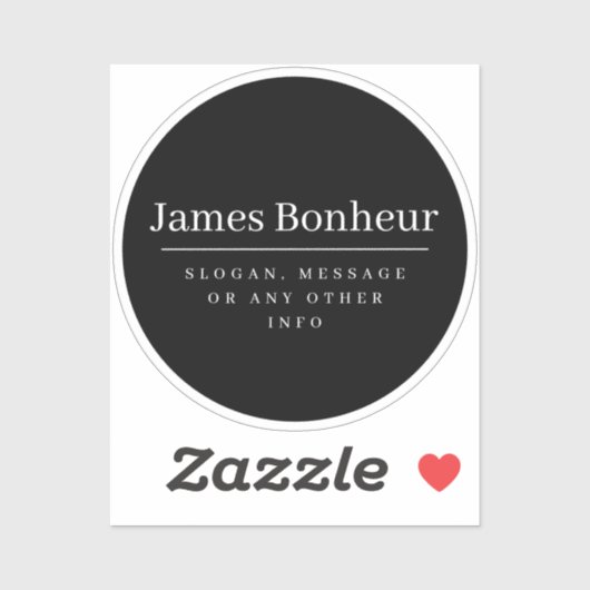 Einfache moderne Berufliche Bezeichnung | Schwarz Aufkleber (Blatt)