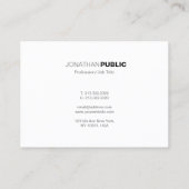 Einfache moderne Berufliche Elegante Grau Weiß Visitenkarte (Rückseite)