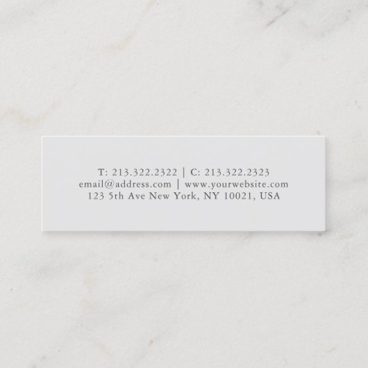 Einfache moderne Berufliche Grauschrift Mit Monogr Mini Visitenkarte (Rückseite)