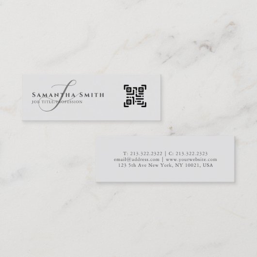 Einfache moderne Berufliche Grauschrift Mit Monogr Mini Visitenkarte (Vorne/Hinten)