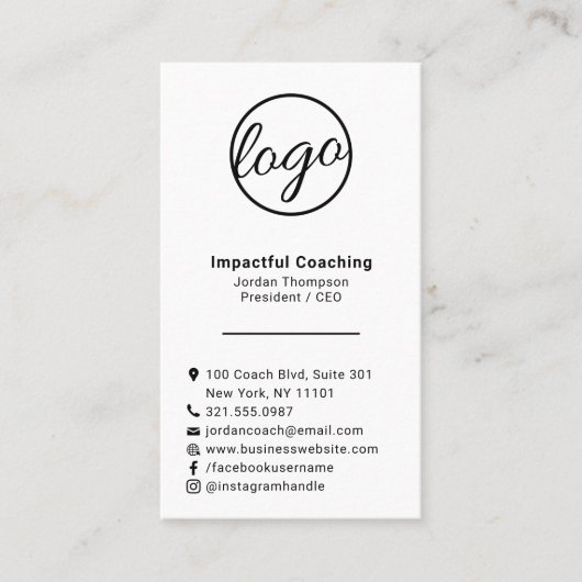 Einfache moderne Berufliche Logosymbole Social Med Visitenkarte (Vorderseite)