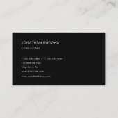 Einfache moderne Berufliche Minimal Schwarz & Weiß Visitenkarte (Rückseite)