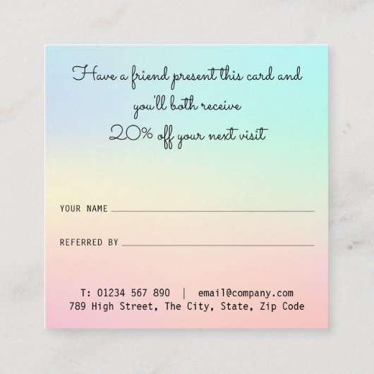 Einfache moderne Berufliche Pastel Shades Empfehlungskarte (Rückseite)