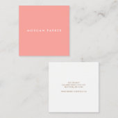 Einfache, moderne Berufliche Pastell-Peach-Platz Quadratische Visitenkarte (Vorne/Hinten)