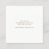 Einfache, moderne Berufliche Pastell-Peach-Platz Quadratische Visitenkarte (Rückseite)