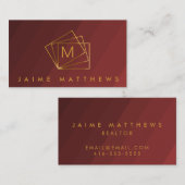 Einfache moderne Berufliche Red Burgund und Gold Visitenkarte (Vorne/Hinten)