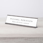 Einfache, moderne Berufliche Schwarzbüros Schreibtischnamensplakette (Vorderseite )