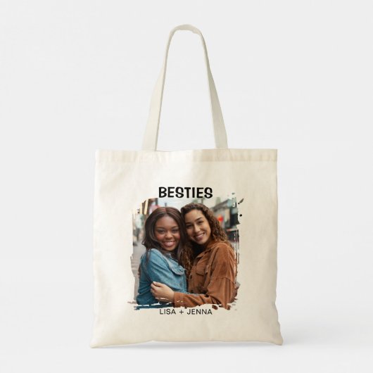 Einfache moderne Besties Best Friends Foto Tragetasche (Rückseite)