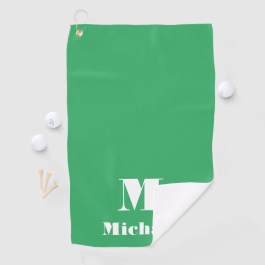 Einfache moderne Bezeichnung Anfangsfarbengrün Golfhandtuch (Insitu)