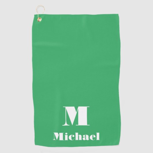 Einfache moderne Bezeichnung Anfangsfarbengrün Golfhandtuch (Vorderseite)