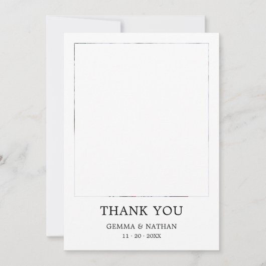 Einfache moderne Black 1 Foto Hochzeit Dankeschön Dankeskarte (Vorderseite)