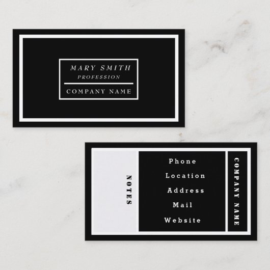 Einfache moderne Black Business Card Visitenkarte (Vorne/Hinten)