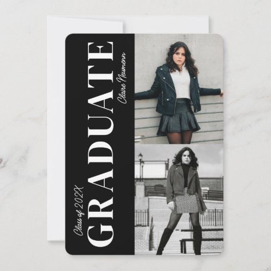 Einfache moderne Black Foto Collage Graduation Par Einladung (Vorderseite)