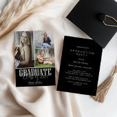 Einfache Moderne Black Foto Graduation Party Einladung