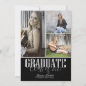 Einfache Moderne Black Foto Graduation Party Einladung (Rückseite)