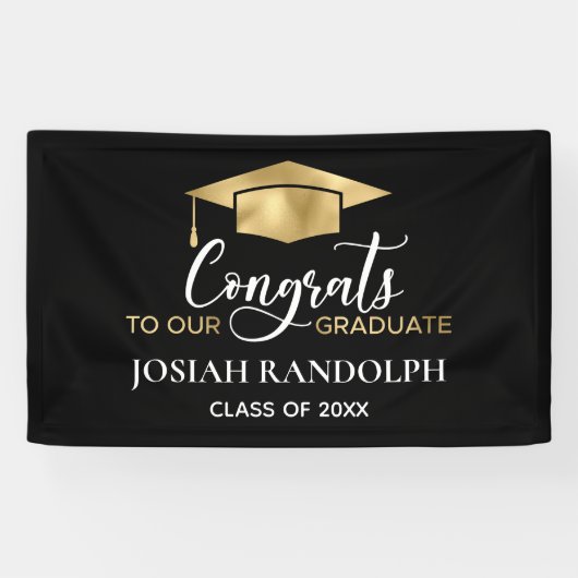 Einfache, moderne Black Gold Abschluss Banner (Horizontal)