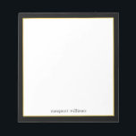 Einfache, moderne Black Gold Border Personalisiert Notizblock<br><div class="desc">Einfache,  moderne Schwarze Gold Border Personalisiert Notepad</div>