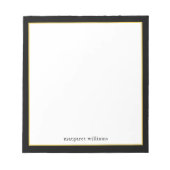 Einfache, moderne Black Gold Border Personalisiert Notizblock (Vorderseite)