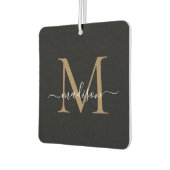 Einfache moderne Black Gold Monogram Chic Script N Autolufterfrischer (Links)