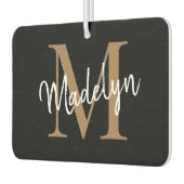 Einfache moderne Black Gold Monogram Chic Script N Autolufterfrischer (Links)