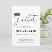 Einfache moderne Black High School Graduation Part Einladung (Stehend Vorderseite)