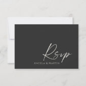 Einfache moderne Black Ivory Wedding RSVP Card (Vorderseite)