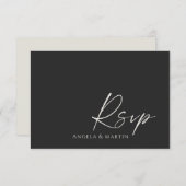 Einfache moderne Black Ivory Wedding RSVP Card (Vorne/Hinten)