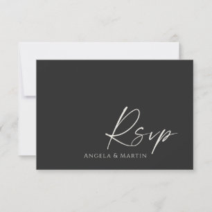 Einfache moderne Black Ivory Wedding RSVP Card
