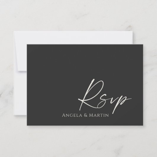 Einfache moderne Black Ivory Wedding RSVP Card Karte (Vorderseite)