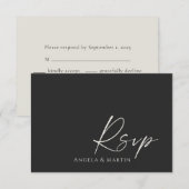 Einfache moderne Black Ivory Wedding RSVP Card Karte (Vorne/Hinten)