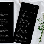Einfache moderne Black Onyx Tuxedo Monogram Weddin Menükarte<br><div class="desc">schlankes Menü,  um der Sammlung zu entsprechen *Wenn Sie mehr Papieroptionen wünschen,  kann dieses Design in ein schlankes Programm übertragen *oder für weitere Hilfe kontaktieren Sie mich</div>