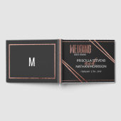 Einfache moderne Black Rose Gold Chic Lineare Hoch Gästebuch (Voll)