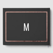 Einfache moderne Black Rose Gold Chic Lineare Hoch Gästebuch (Rückseite)