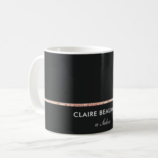 Einfache, moderne Black Rose Gold Sequel Kaffeetasse (Vorderseite Links)